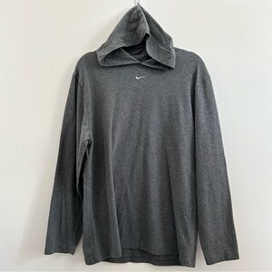 Vintage Nike Center Swoosh Lightweight Hoodie in Charcoal Grey size Medium Y2K